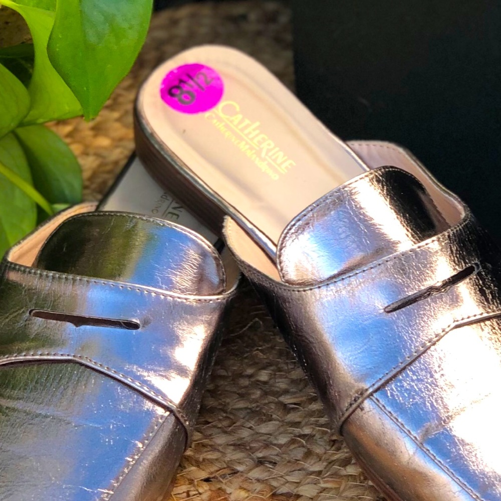 Catherine Malandrino Silver Tuxedo Slide Loafer - Picture 6 of 8